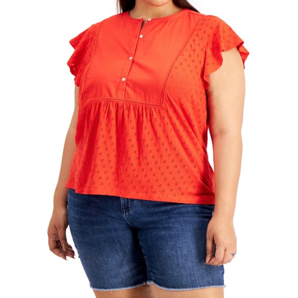Plus Size Eyelet Top